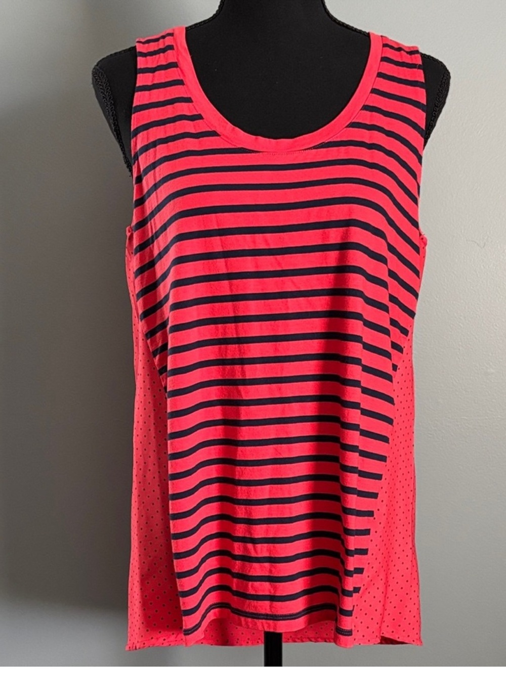 Tommy Hilfiger Pink and Black Striped Tank Top